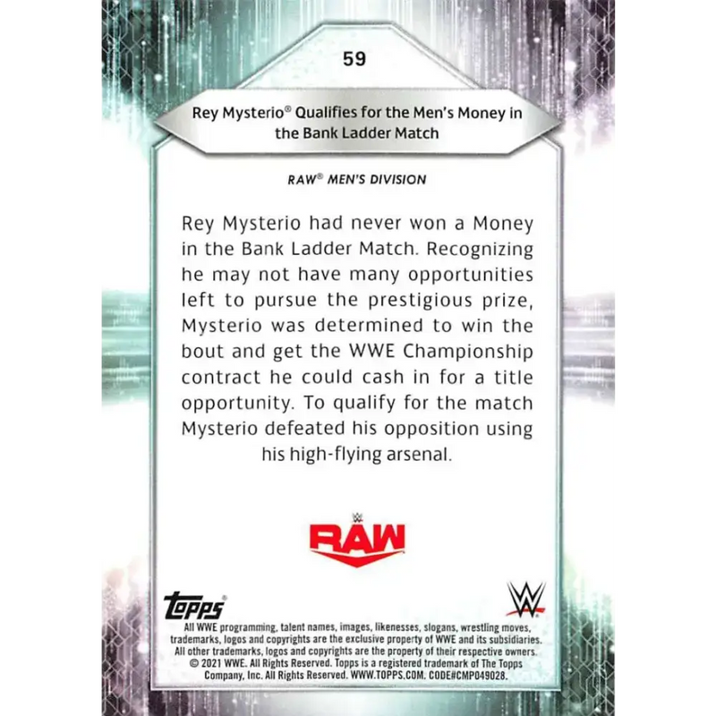 2021 Topps #59 Rey Mysterio NM-MT Wrestling Card - Other