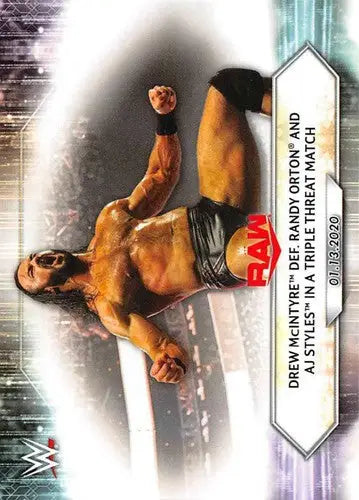 Original gloss wrestling trading card featuring Drew McIntyre, Randy Orton, AJ Styles