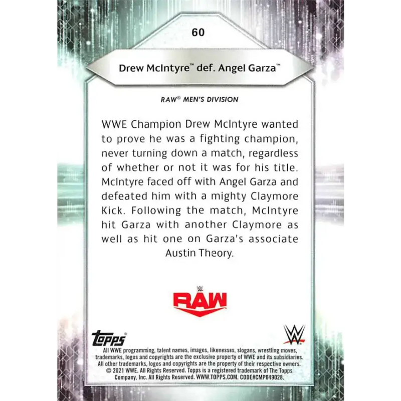 2021 Topps #60 Drew McIntyre NM-MT Wrestling Card - Non-Sports Card Single