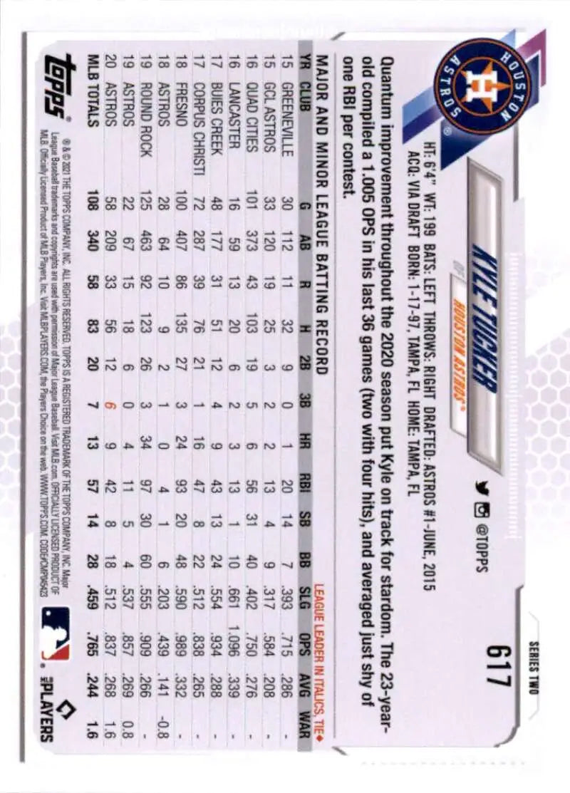 2021 Topps #617 Kyle Tucker NM-MT Houston Astros Baseball Card - Baseball Card Single