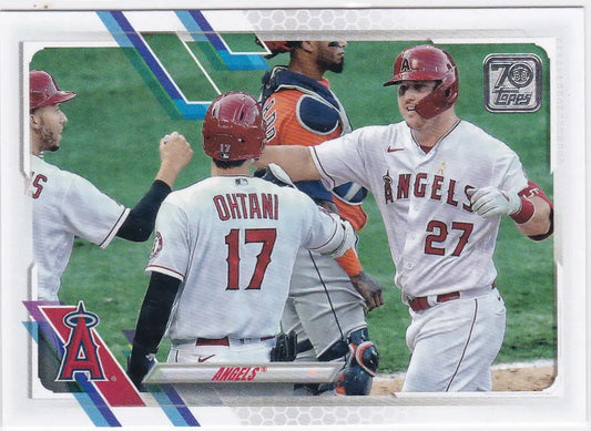 2021 Topps #621 Angels with Mike Trout Los Angeles Angels - Baseball Card Single