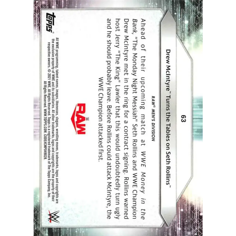 2021 Topps #63 Drew McIntyre NM-MT Wrestling Card - Other