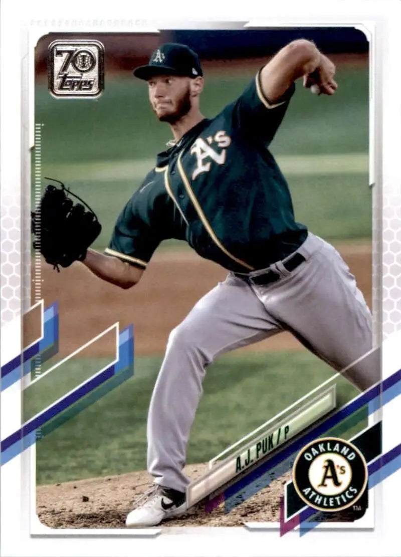 2021 Topps #636 A.J. Puk NM-MT Oakland Athletics Baseball Card - Baseball Card Single