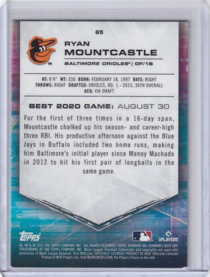 2021 TOPPS #65 RYAN MOUNTCASTLE BOWMANS BEST- BALTIMORE ORIOLES - Baseball Card Single