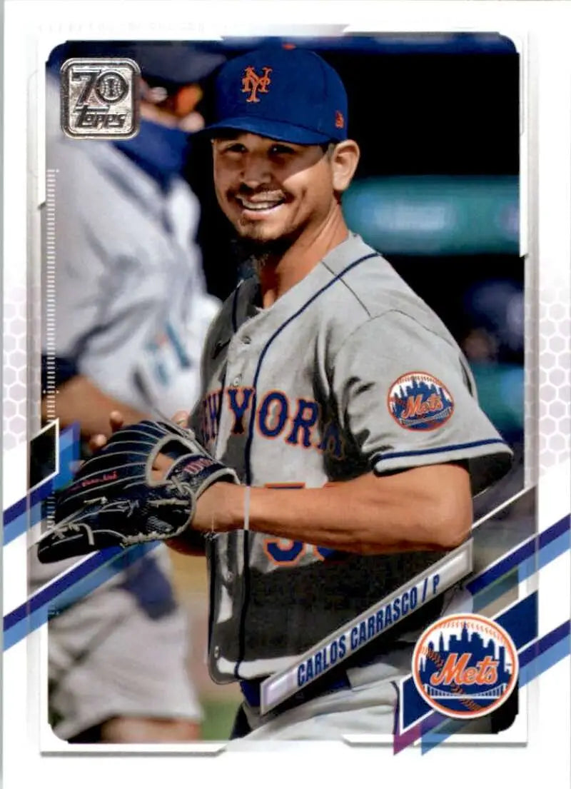 2021 Topps #655 Carlos Carrasco NM-MT New York Mets Baseball Card - Baseball Card Single