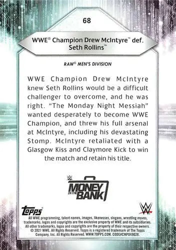 Original gloss WWE trading card featuring Drew McIntyre from 2021 Topps Simply Sandoval sports cards