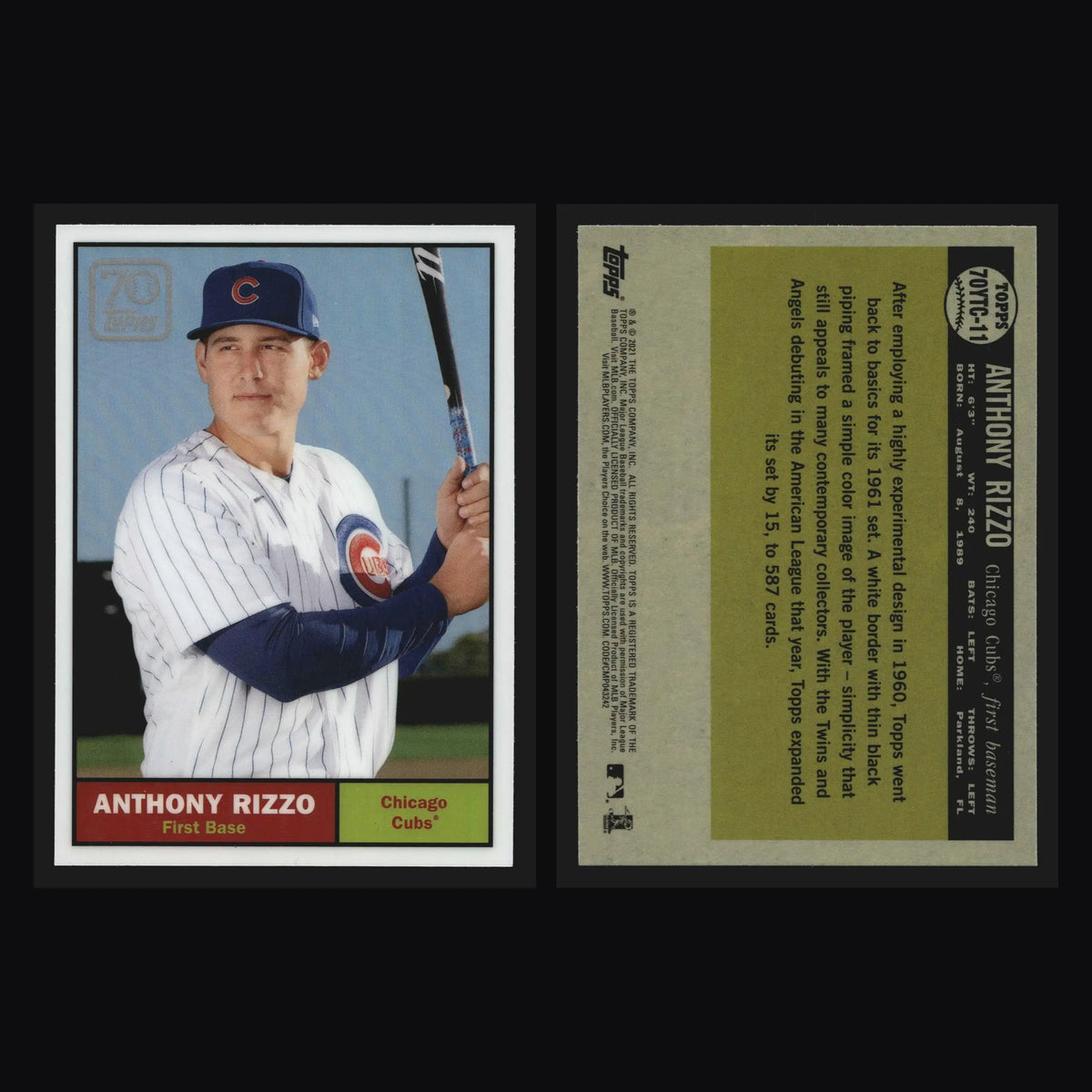 2021 Topps 70 Years of Topps Baseball Chrome #70YTC-11 Anthony Rizzo - Baseball Card Single