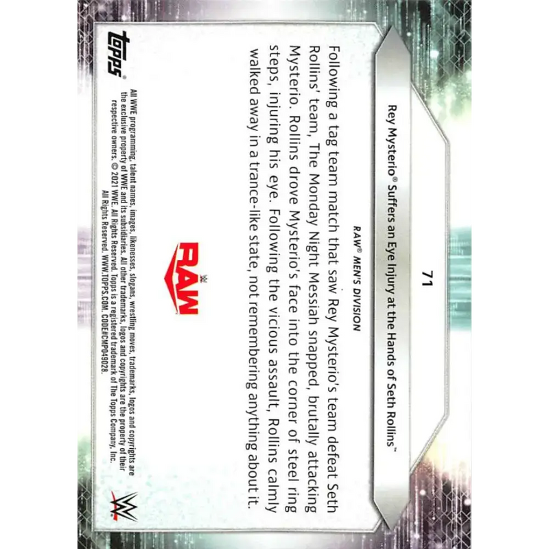 2021 Topps #71 Rey Mysterio NM-MT Wrestling Card - Non-Sports Card Single