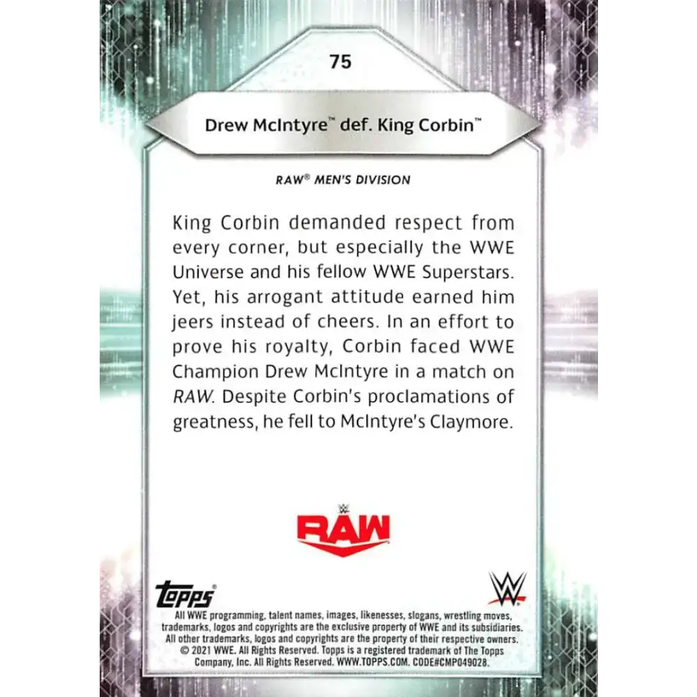 2021 Topps #75 Drew McIntyre NM-MT Wrestling Card - Other