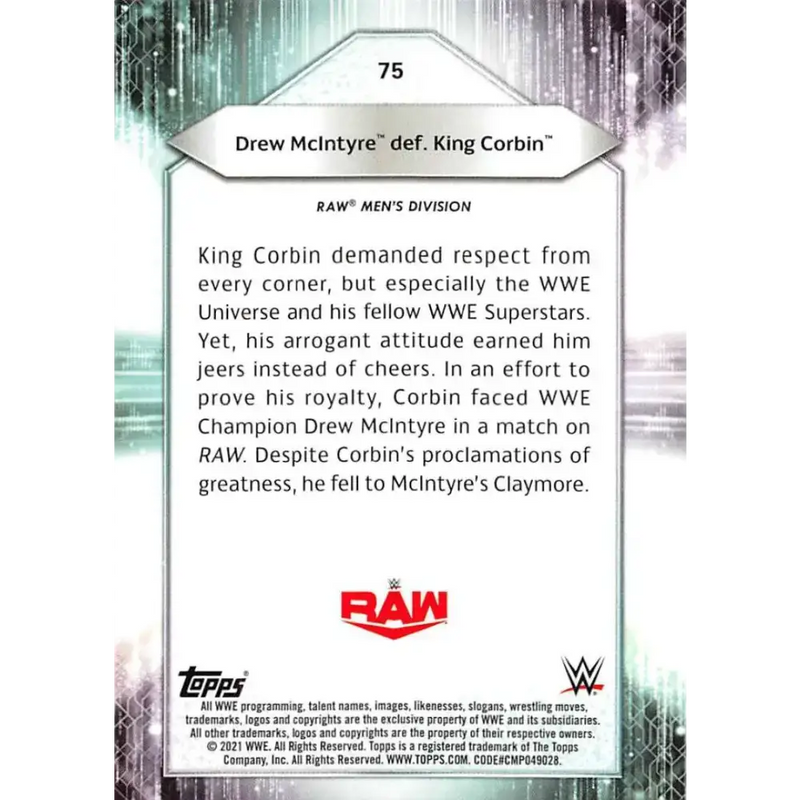 2021 Topps #75 Drew McIntyre NM-MT Wrestling Card - Other