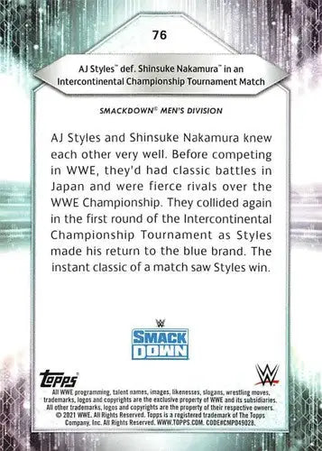 2021 Topps #76 AJ Styles NM-MT ID:39861 - Other