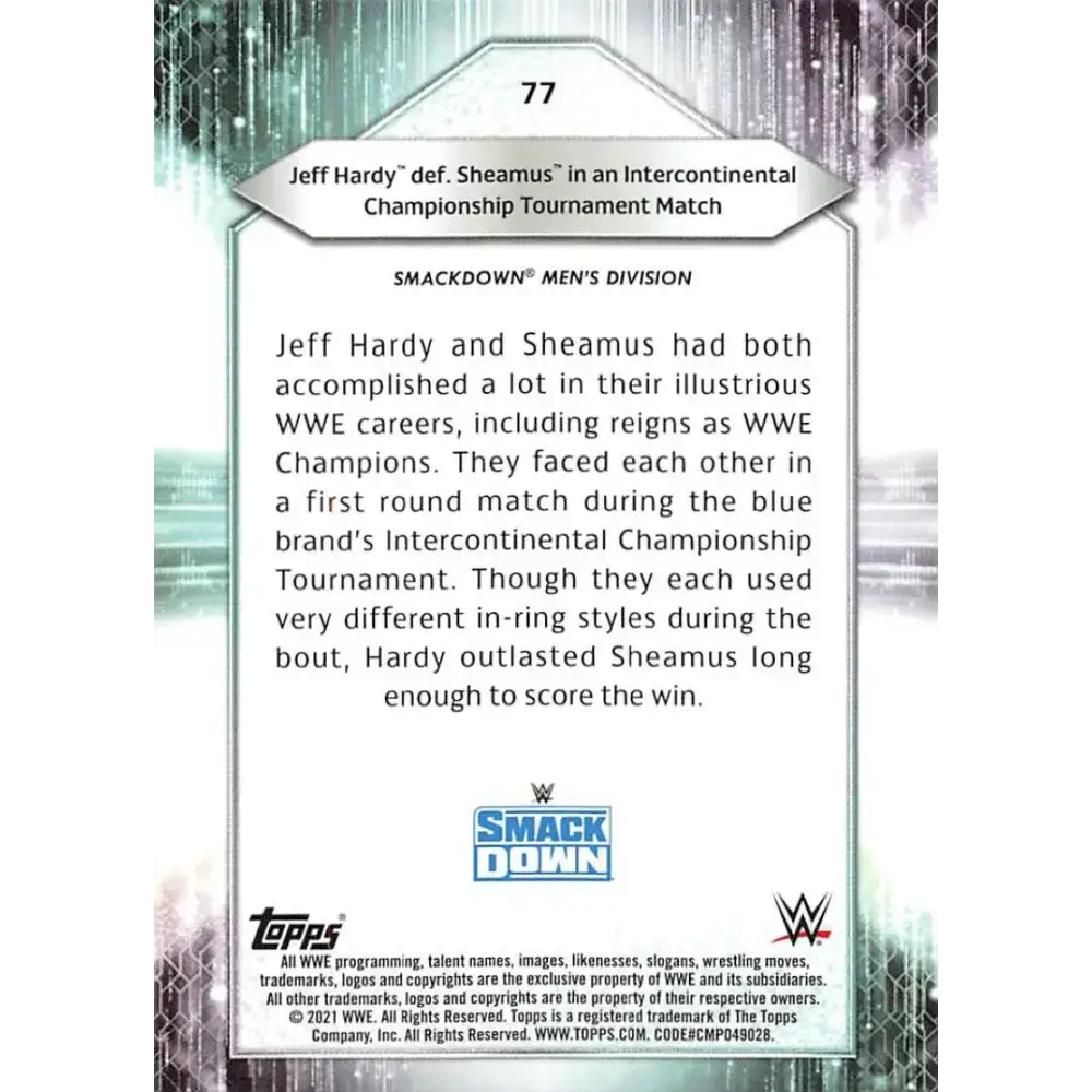 2021 Topps #77 Jeff Hardy NM-MT Wrestling Card - Wrestling Card Single