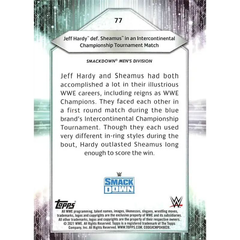2021 Topps #77 Jeff Hardy NM-MT Wrestling Card - Wrestling Card Single