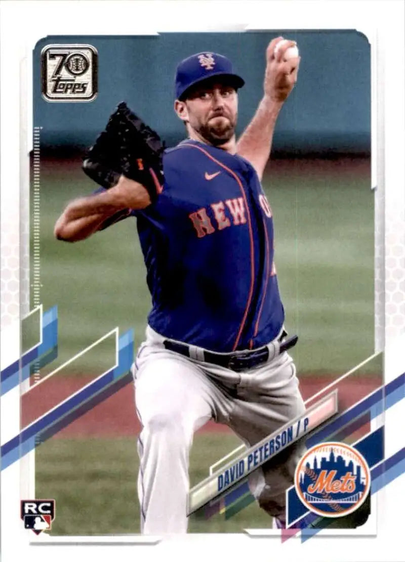 2021 Topps #78 David Peterson NM-MT RC Rookie New York Mets Baseball Card - Baseball Card Single