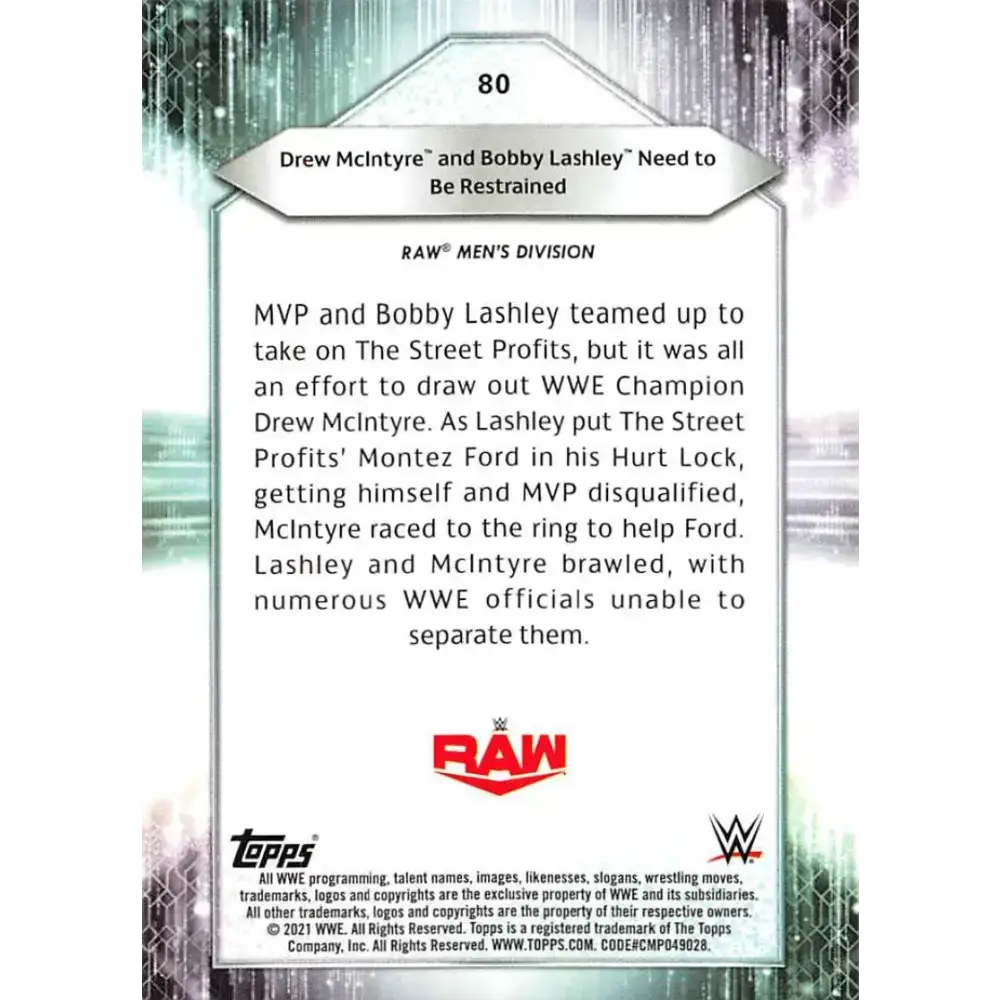 2021 Topps #80 Drew McIntyre NM-MT Wrestling Card - Other