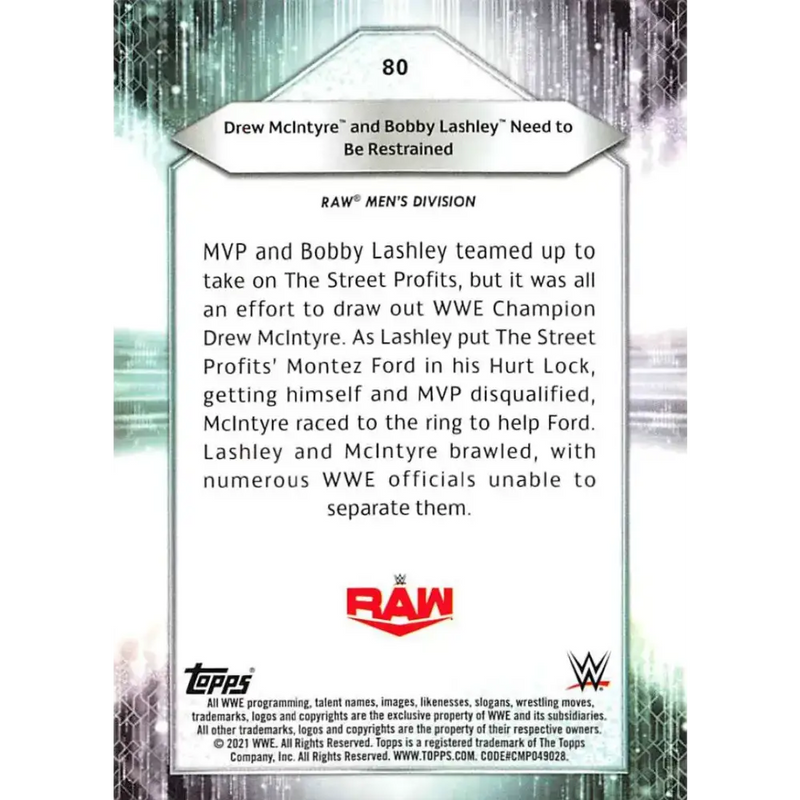 2021 Topps #80 Drew McIntyre NM-MT Wrestling Card - Other