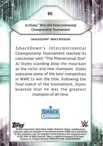 2021 Topps #85 AJ Styles NM-MT ID:39865 - Other