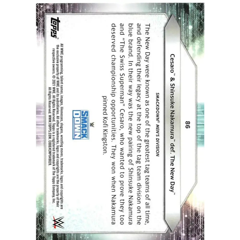 2021 Topps #86 Cesaro/Shinsuke Nakamura NM-MT Wrestling Card - Wrestling Card Single