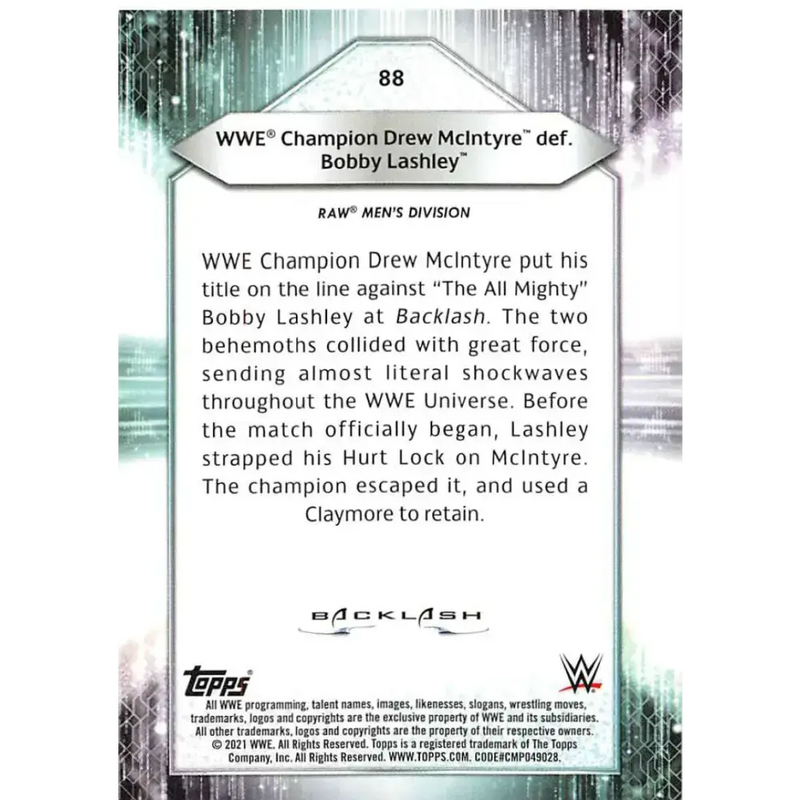 2021 Topps #88 Drew McIntyre NM-MT Wrestling Card - Other