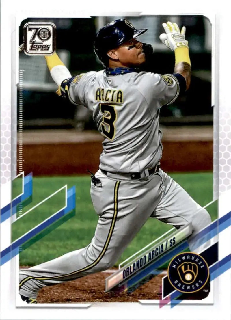 2021 Topps #91 Orlando Arcia NM-MT Milwaukee Brewers Baseball Card - Baseball Card Single