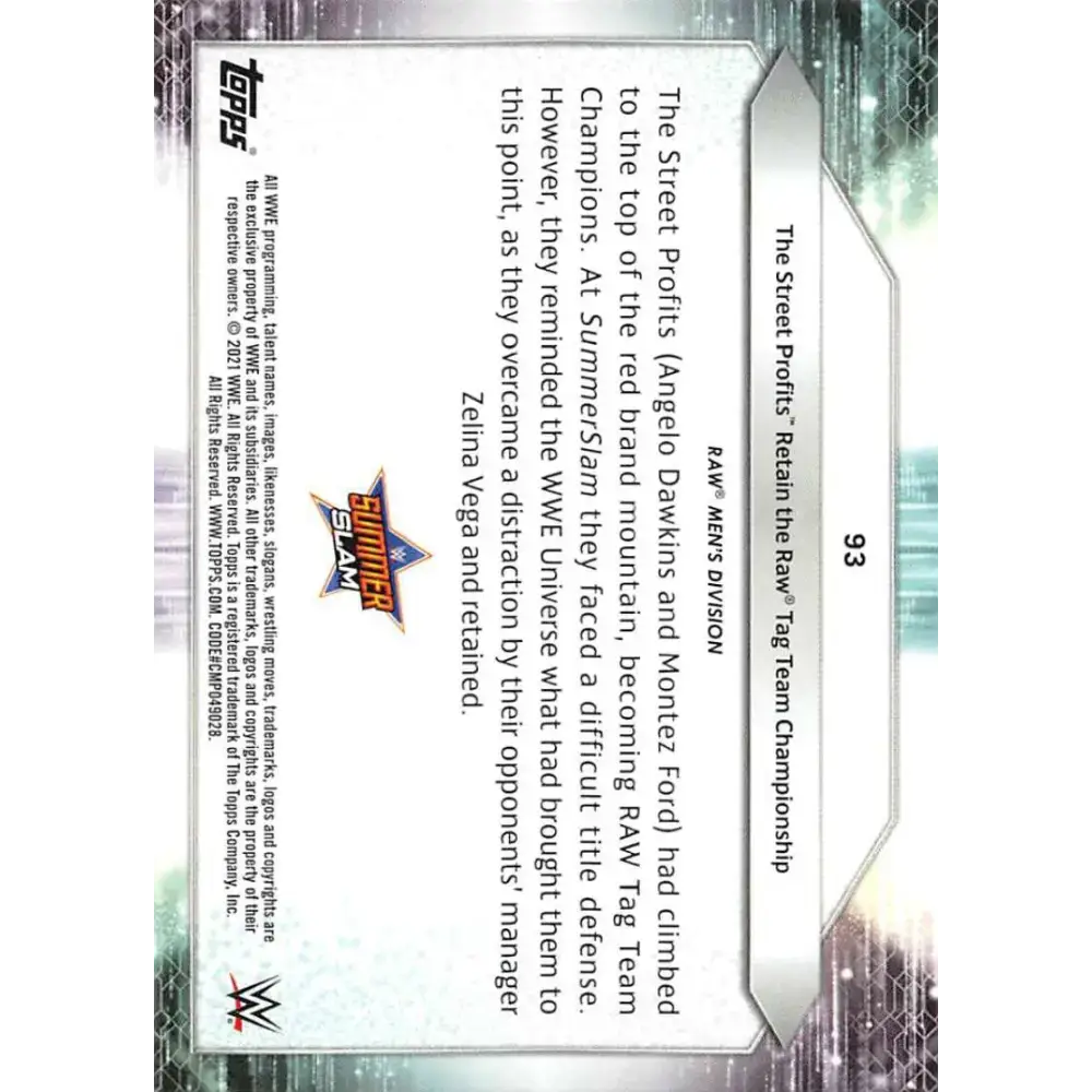 2021 Topps #93 The Street Profits NM-MT Wrestling Card - Non-Sports Card Single