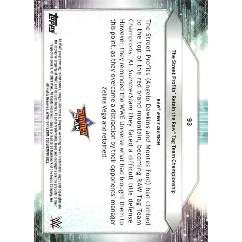 2021 Topps #93 The Street Profits NM-MT Wrestling Card - Non-Sports Card Single