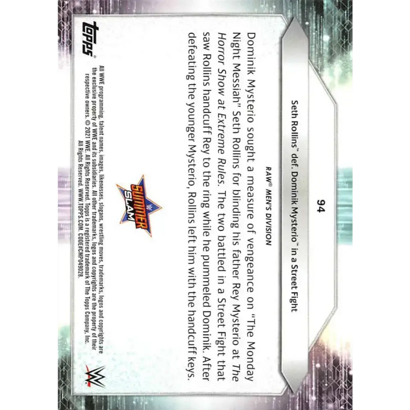 2021 Topps #94 Seth Rollins NM-MT Wrestling Card - Other