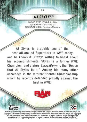 2021 Topps #96 AJ Styles NM-MT - Other