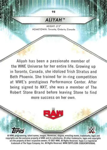 2021 Topps #98 Aliyah NM-MT - Other