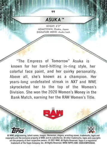 2021 Topps #99 Asuka NM-MT - Other