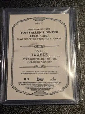 2021 Topps Allen & Ginter #AGA-KT Kyle Tucker Full-Size Relics B - Baseball Card Single