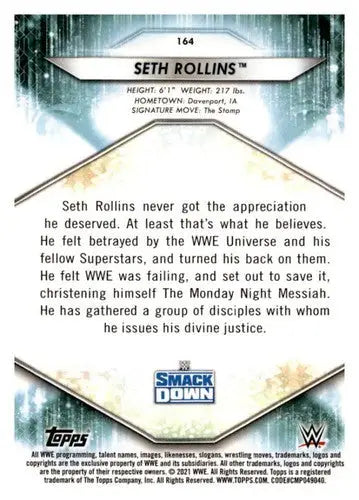 2021 Topps Aqua #164 Seth Rollins NM-MT 017/299 - Non-Sports Card Single