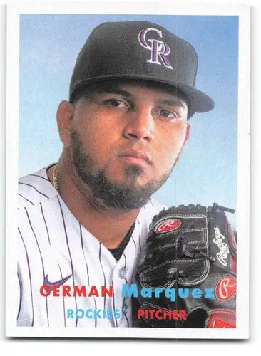 Baseball card of Germán Márquez from 2021 Topps Archives with original gloss displayed