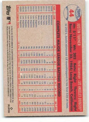 2021 Topps Archives #44 Justin Turner NM Near Mint Dodgers - Baseball Card Single