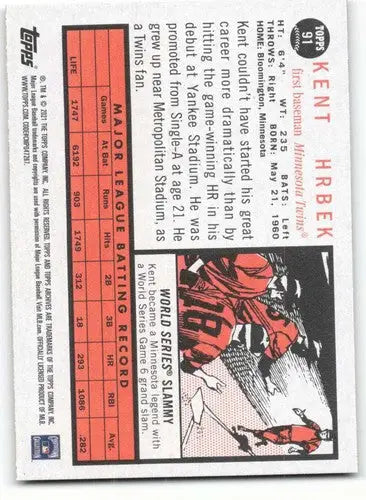 2021 Topps Archives #91 Kent Hrbek NM Near Mint Twins - Baseball Card Single