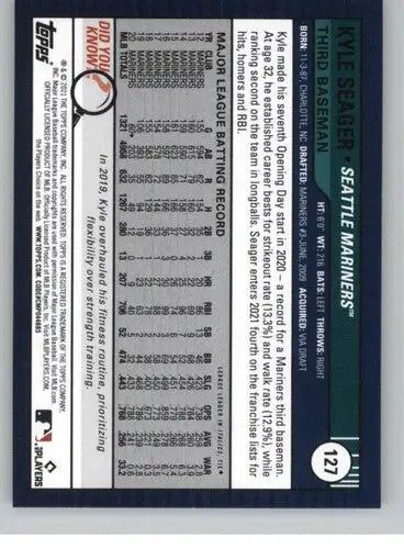 Original gloss 2021 Topps Big League Kyle Seager Mariners baseball card NM-MT