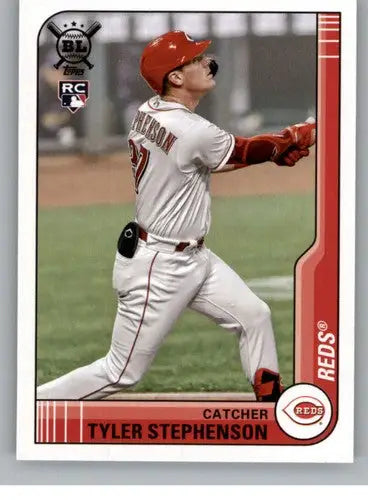 2021 Topps Big League Tyler Stephenson rookie baseball card with original gloss Reds ID 41769