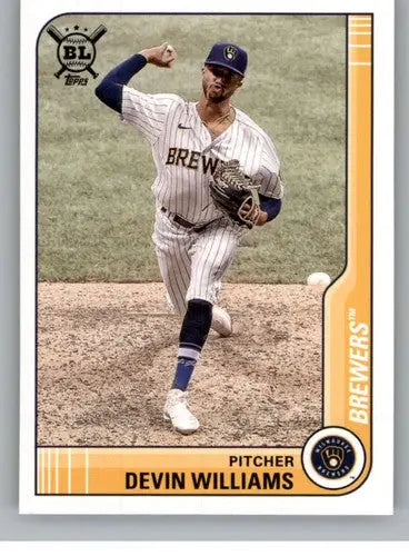 Devin Williams baseball card from 2021 Topps Big League series featuring Brewers player