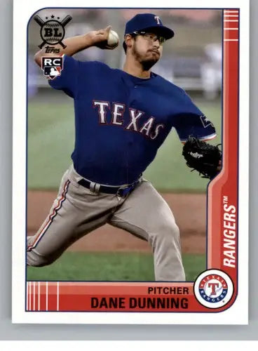 2021 Topps Big League Dane Dunning baseball card with original gloss rookie Rangers