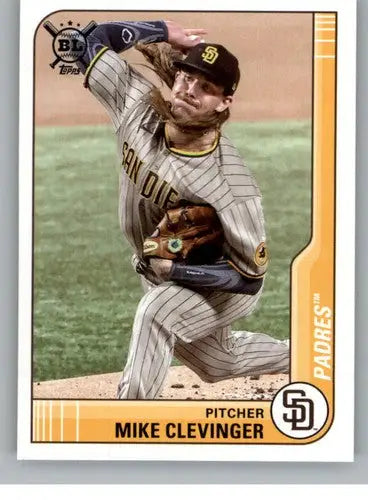 Original gloss of Mike Clevinger baseball card from 2021 Topps Big League Padres collection
