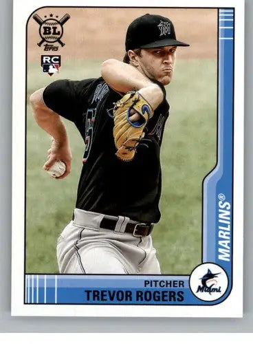 Original gloss 2021 Topps Big League Trevor Rogers baseball card Marlins rookie ID 42649