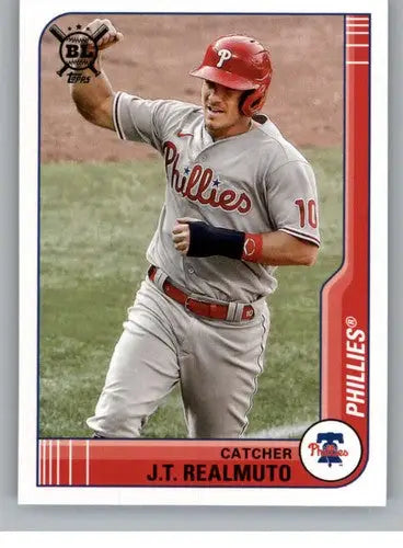 Baseball card featuring J.T. Realmuto from 2021 Topps Big League, original gloss, Phillies