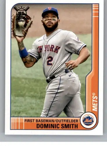 Original gloss 2021 Topps Big League Dominic Smith Mets baseball card NM-MT