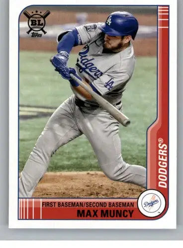 Original gloss baseball card of Max Muncy from Topps Big League 2021 Dodgers