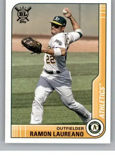 2021 Topps Big League Ramon Laureano baseball card with original gloss Athletics card typically sell