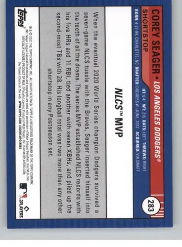 2021 Topps Big League Corey Seager baseball card Dodgers NM-MT ID:42757