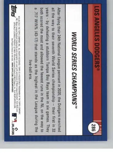 2021 Topps Big League #286 Los Angeles Dodgers NM-MT Dodgers ID:42760 - Baseball Card Single
