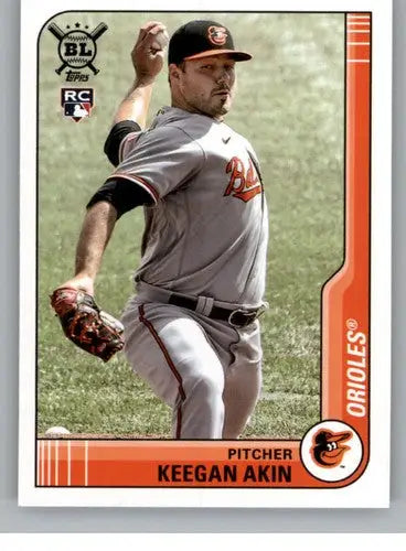 2021 Topps Big League Keegan Akin baseball card with original gloss Orioles rookie