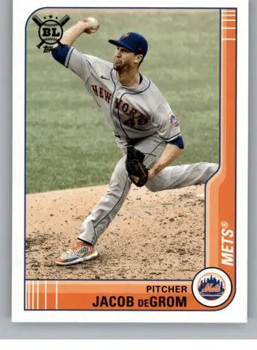 2021 Topps Big League Jacob deGrom baseball card with original gloss Mets ID 41963