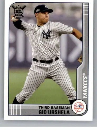Original gloss of Gio Urshela baseball card from 2021 Topps Big League Yankees sports cards